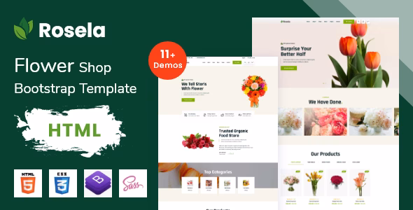 Rosela - Flower Shop Bootstrap Template WordPress theme