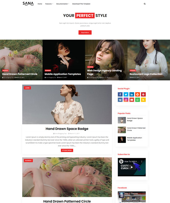 sana blogger template