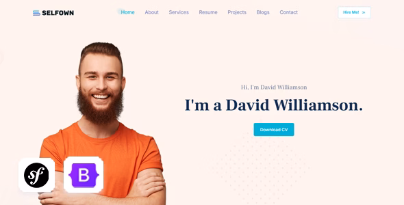 Selfown - Symfony Personal Portfolio Template WordPress theme