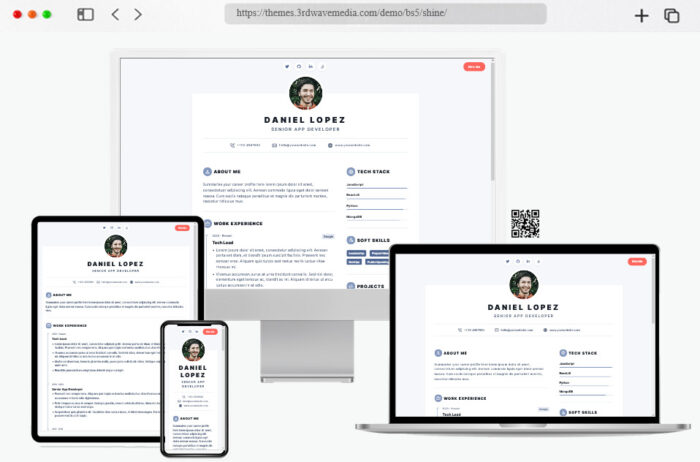 shine free bootstrap resume cv template