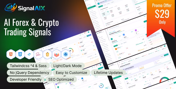 SignalAIX – AI Forex & Crypto Trading Signals Dashboard HTML Template WordPress theme