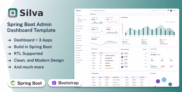 Silva - Spring Boot Admin & Dashboard Template WordPress theme