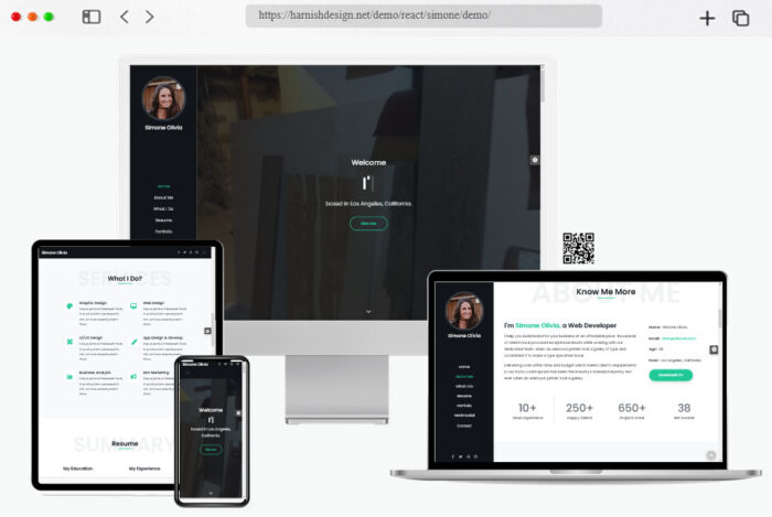 simone customizable personal website template