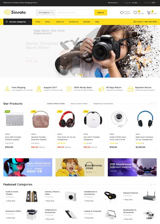 sinrato mega shop opencart theme