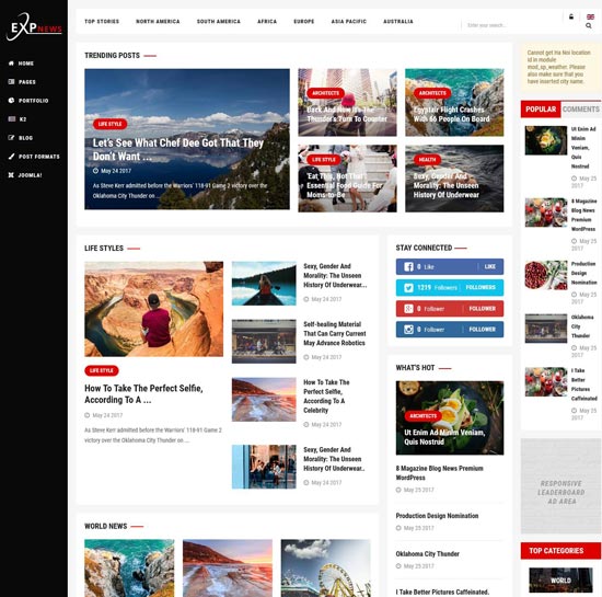 sj expnews news portal joomla template
