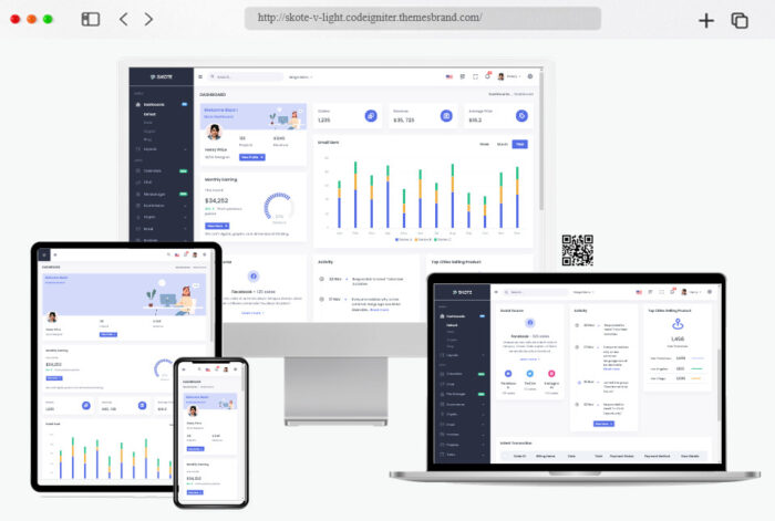 skote php ajax admin dashboard template
