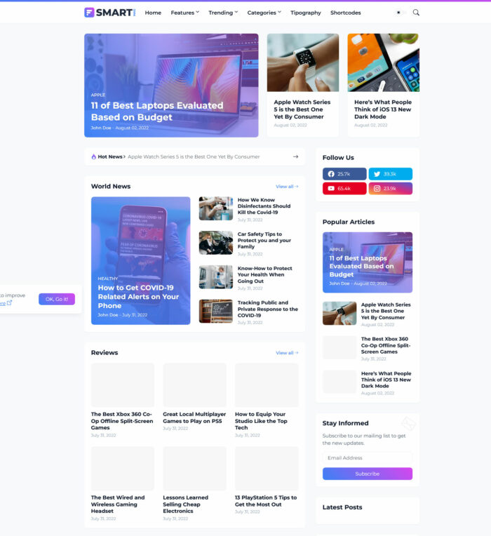 smartmag Blogger-based website layouts