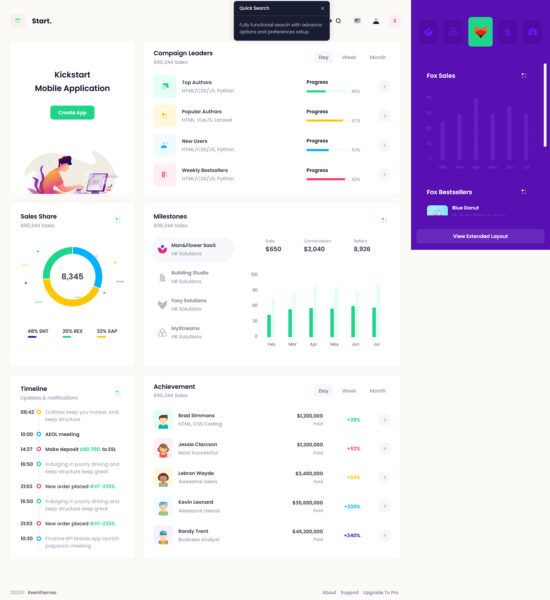 start html free admin dashboard template