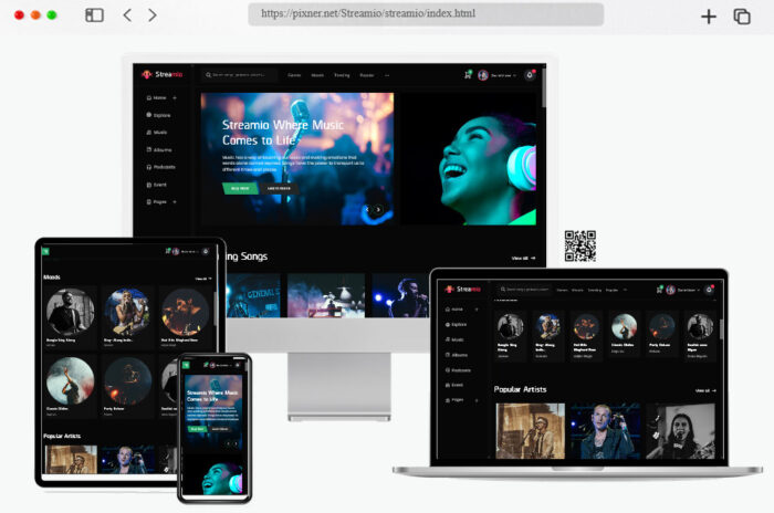 streamio audio podcast music html template