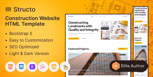 Structo - Construction & Building Company HTML Template WordPress theme