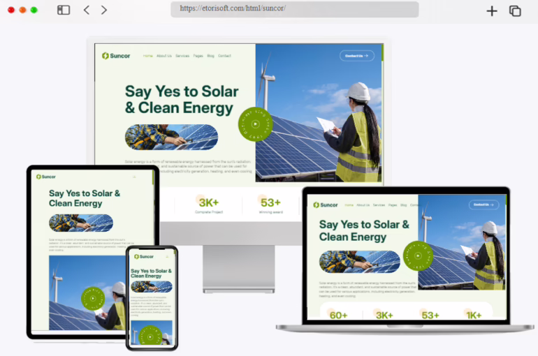 suncor solar energy html template