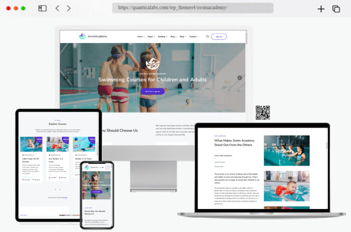 swimacademy swimming school wordpress theme