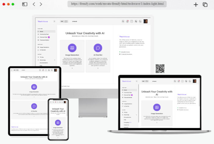 techwave ai html dashboard for image generation chat bot