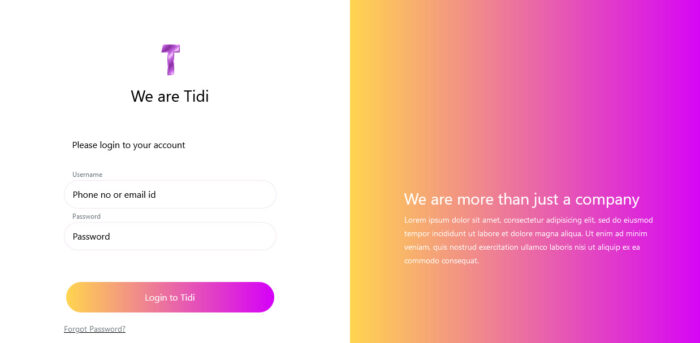 tidi bootstrap login form