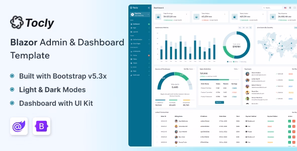 Tocly - Blazor Admin & Dashboard Template WordPress theme