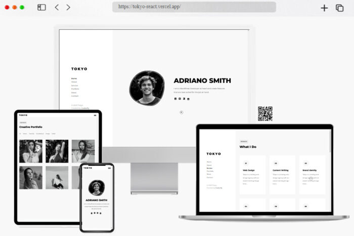 tokyo one page personal website template