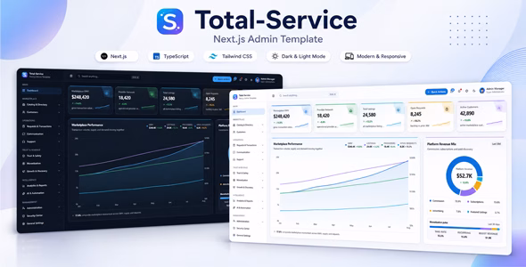 Total Service Next.js Admin Template! WordPress theme
