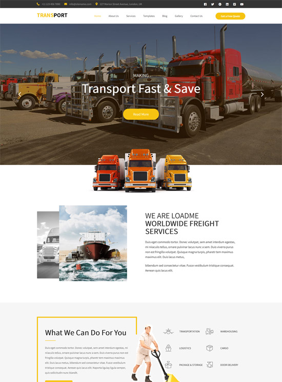 SEO-optimized transportation WordPress theme
