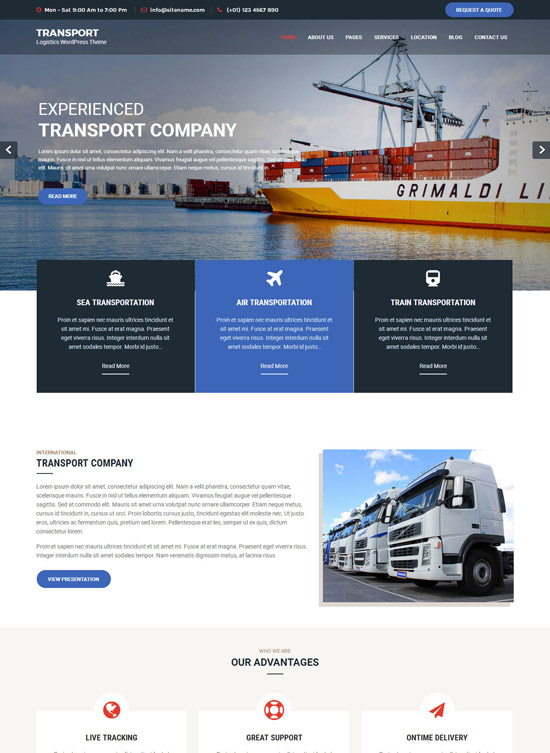 Best free WordPress theme for logistics companies