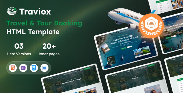 Traviox – Modern Travel & Tour Booking HTML Template WordPress theme