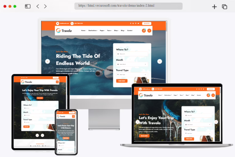travolo flat design tour booking html template