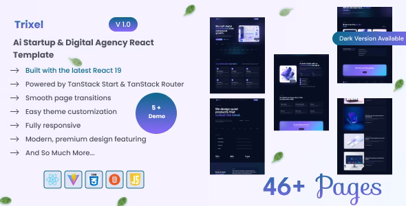 Trixel - Ai stratup & Digital Agency React Template WordPress theme