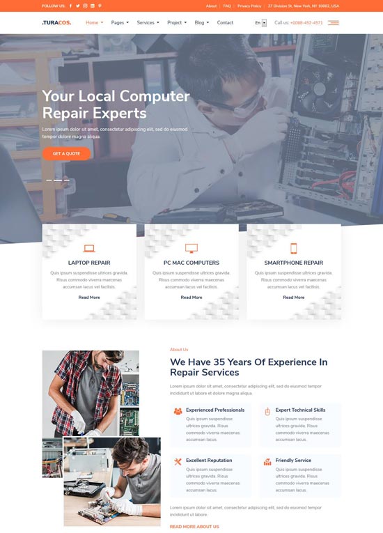 turacos computer repair html template
