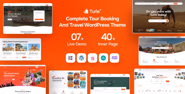 Turie - Modern Travel & Tour Booking WordPress Theme - WordPress Theme Preview