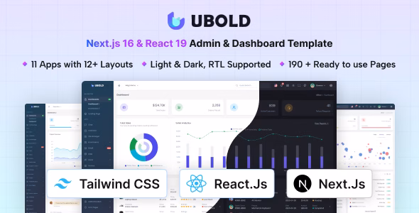 UBold - React & Next.js Tailwind CSS Admin & Dashboard Template WordPress theme