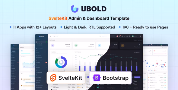 UBold - SvelteKit Admin & Dashboard Template WordPress theme