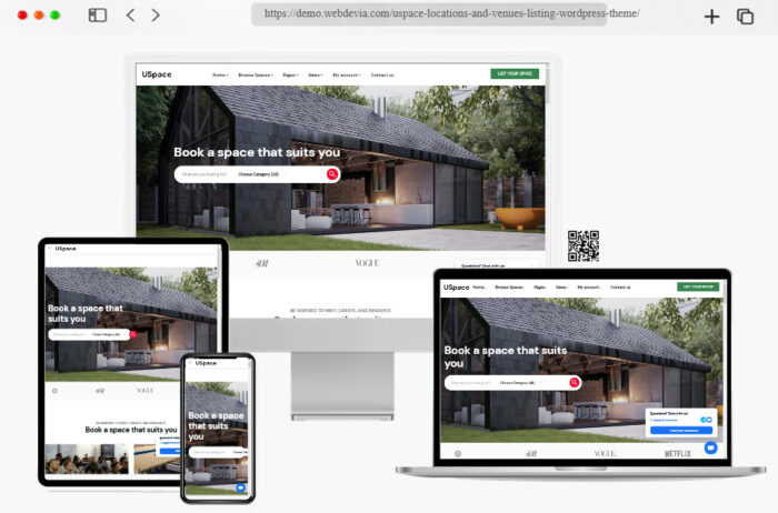 Uspace WordPress theme featuring locations and venues listing solutions 