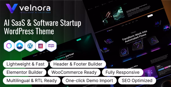 Velnora – AI SaaS & Software Startup WordPress Theme WordPress theme