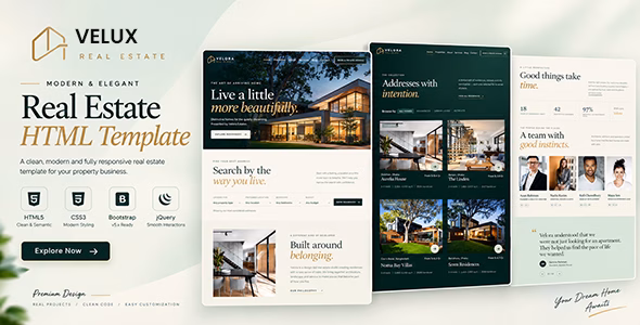 Velux - Real Estate HTML Template WordPress theme