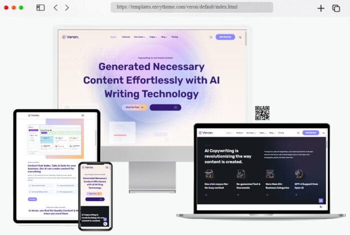 veron ai copywriting saas startup html template