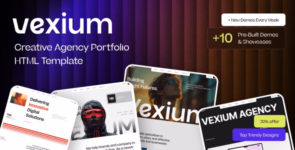 Vexium - Creative Agency Portfolio HTML Template WordPress theme