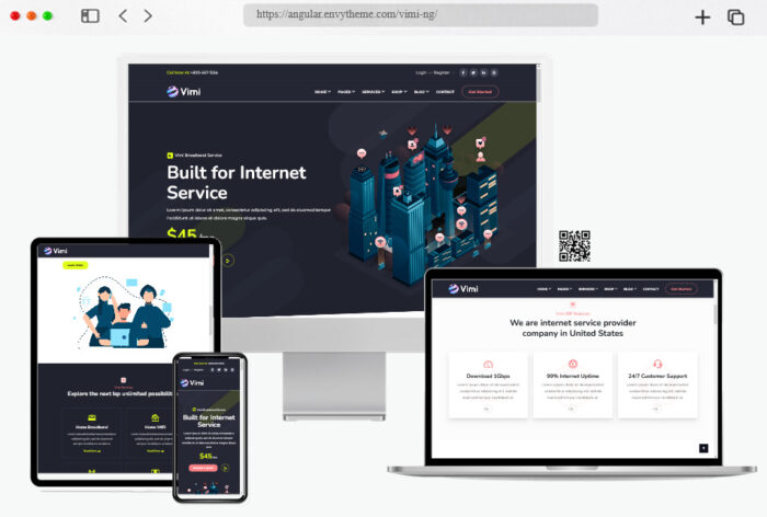 vimi angular broadband isp iptv services template