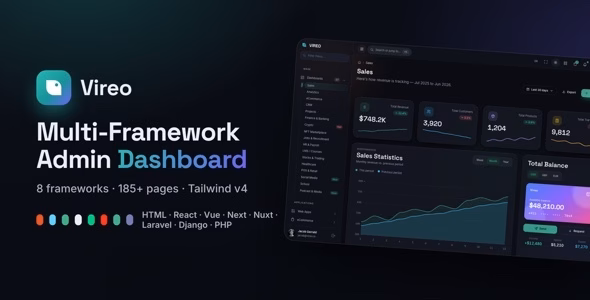 Vireo | Multipurpose Admin and Dashboard Template WordPress theme