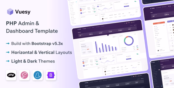 Vuesy - PHP Admin & Dashboard Template WordPress theme