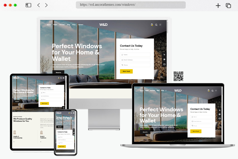 w d windows doors company wordpress theme