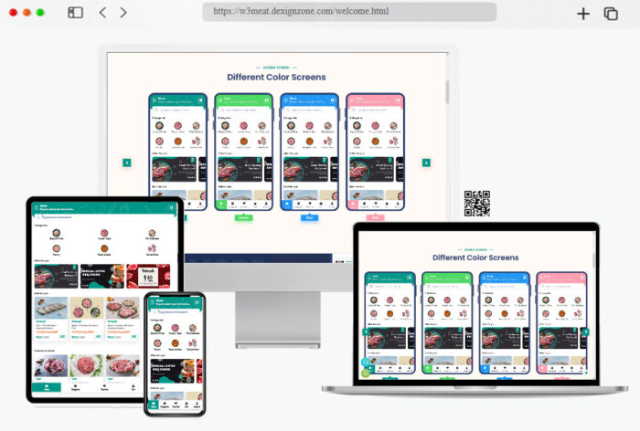 w meat meat shop mobile template pwa
