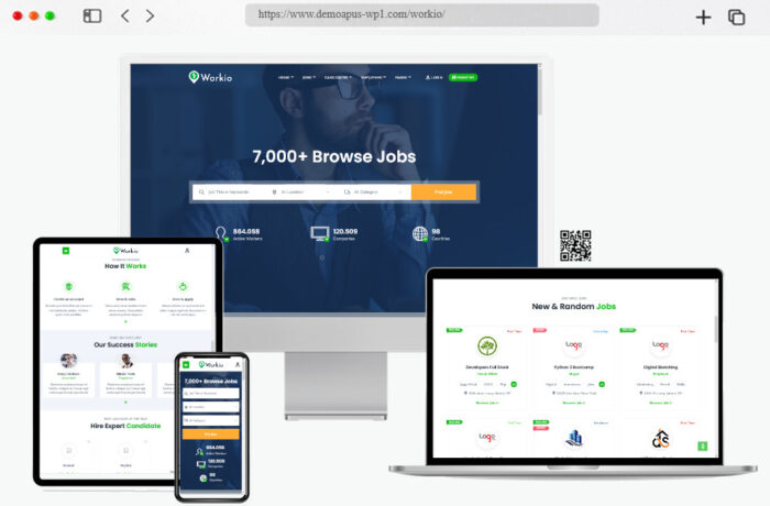 Workio WordPress theme featuring a user-friendly job board with easy navigation