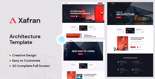 Xafran - Architecture React Js Template WordPress theme