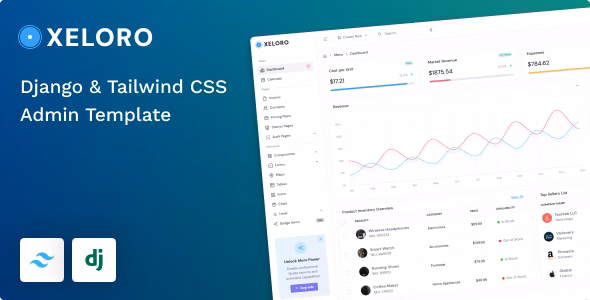 Xeloro - Django & Tailwind Admin Template WordPress theme