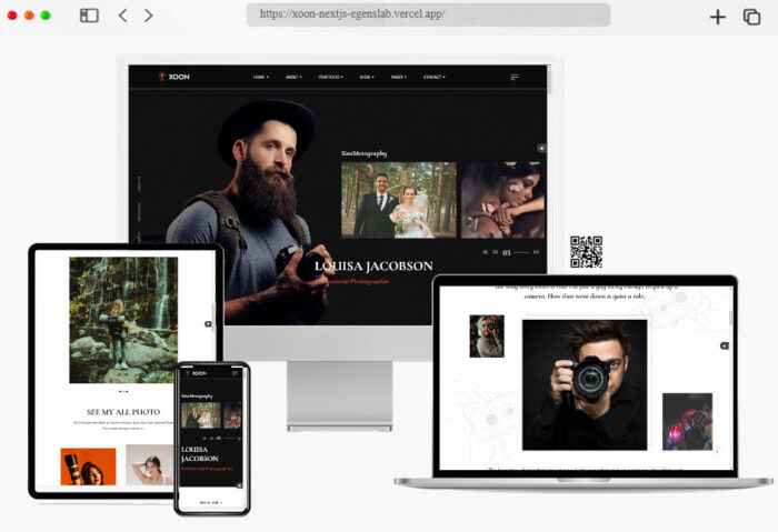 xoon photography react next js template