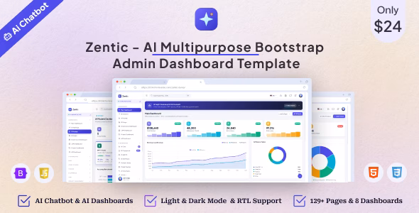 Zentic — AI Multipurpose Bootstrap 5 Admin Dashboard Template + RTL WordPress theme