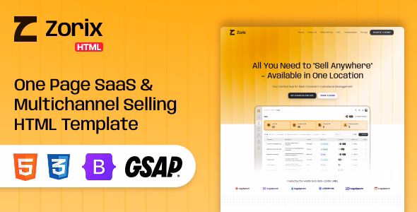 Zorix – One Page SaaS & Multichannel Selling HTML Template WordPress theme
