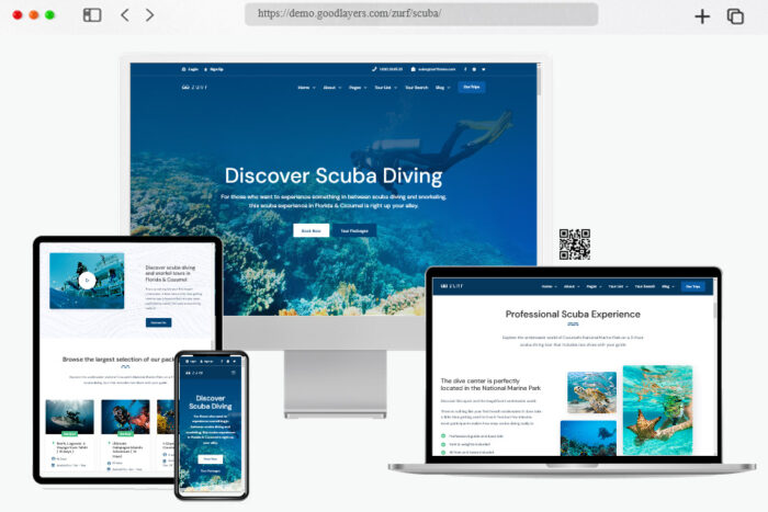 zurf surfing diving wordpress
