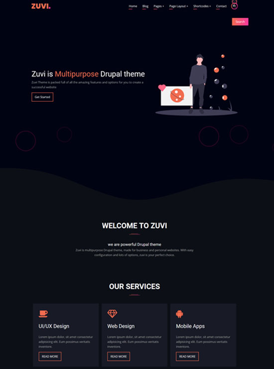 zuvi free drupal and theme