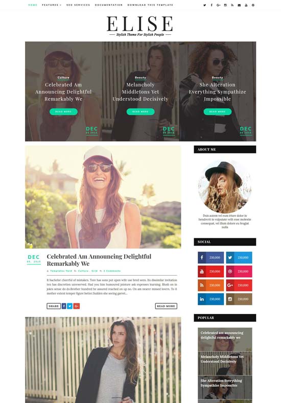 elise clean blogger template