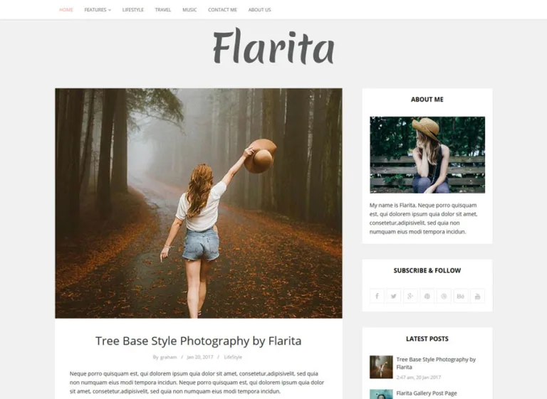 Flarita – Free WordPress Blog Theme